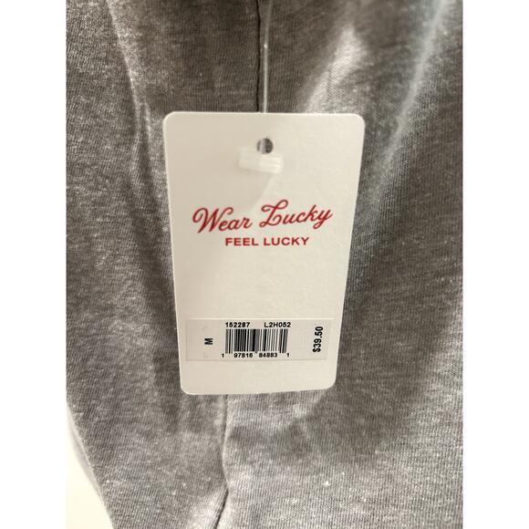 Lucky Brand Womens Cropped T-Shirt Tee Here Comes The Sun Size Medium Gray New - Picture 6 of 6